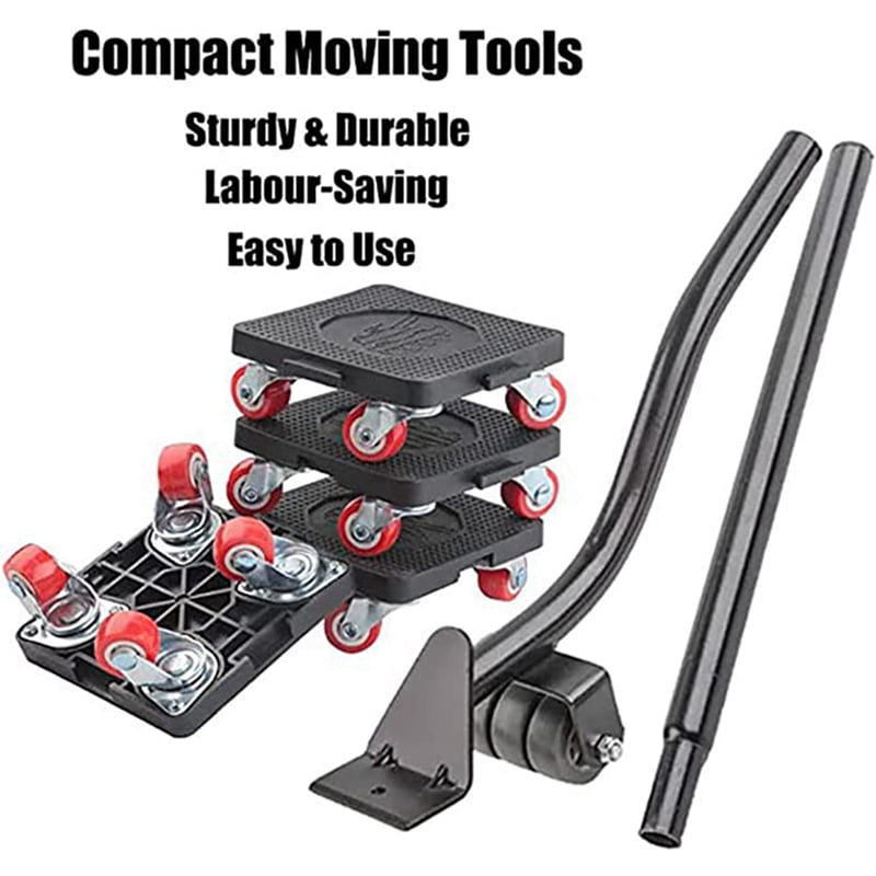 2X Furniture Moving Tool, 880 Lbs, with 4 Wheels and Portable Lift, for Moving Furniture, Refrigerators, Sofas Black