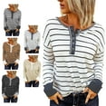 thumbnail image 4 of Blusas de manga larga a la moda para mujer, camiseta, blusa de manga larga con cuello redondo, blusa con estampado de rayas, construcción resistente, 4 of 6