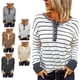 thumbnail image 4 of Tops de manga larga para mujer, camiseta con cuello redondo, blusa con estampado de rayas, blusa tipo jersey para mujer, confiable y duradera, 4 of 6