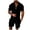 Black, variant on JLFKNG Men's 2 Piece Outfits Short Sleeve Zipper Up T Shirt And Plaid Shorts With Elastic Waist Drawstring Set Tracksuit Suitable For Vacation