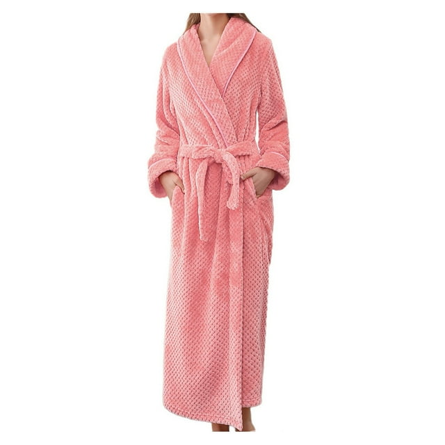 Baberdicy Robes for Women, Women's Robe Bathrobe Solid Coat Sleeved Long Clothes Winter Lengthened Splicing Home Color Robe