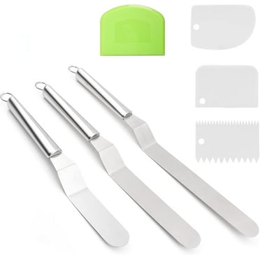 ZSMHUA Stainless Steel Cake Icing Spatula, Cake Decorating Spatula, Icing Spreader Set, 6", 8", 10" Blades