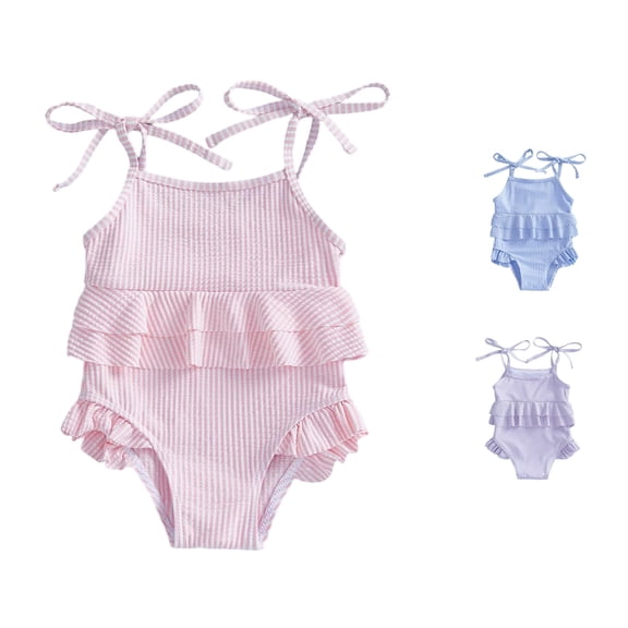 HNMKIU Girls One Piece Swimsuits Girls Floral Lace Swimsuit Cute Breathable Lightweight Swimwear Toddlers Kids Pink,2-3 Years