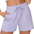 thumbnail image 2 of Audhol Workout Shorts for Women! Womens Solid Casual Running Shorts Workout Elastic Waist Athletic Yoga Pants Sports Pockets Pants Women Shorts Purple S, 2 of 7