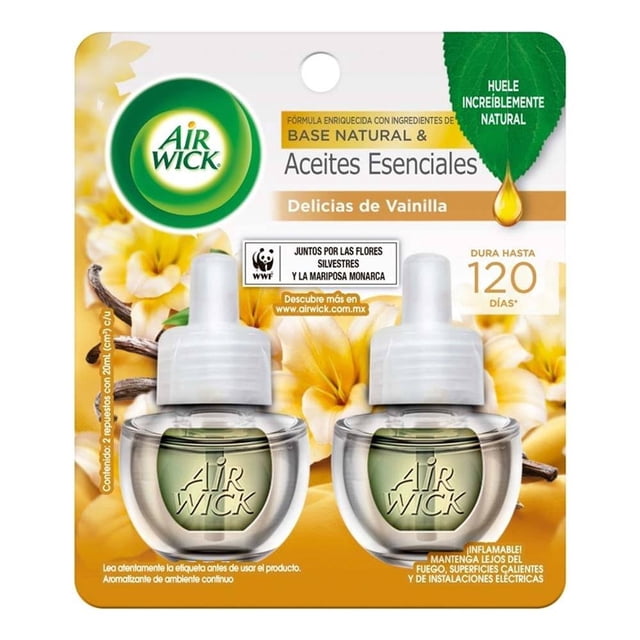 Aromatizante de ambiente continuo Air Wick delicias de vainilla 2 repuestos de 20 ml c/u