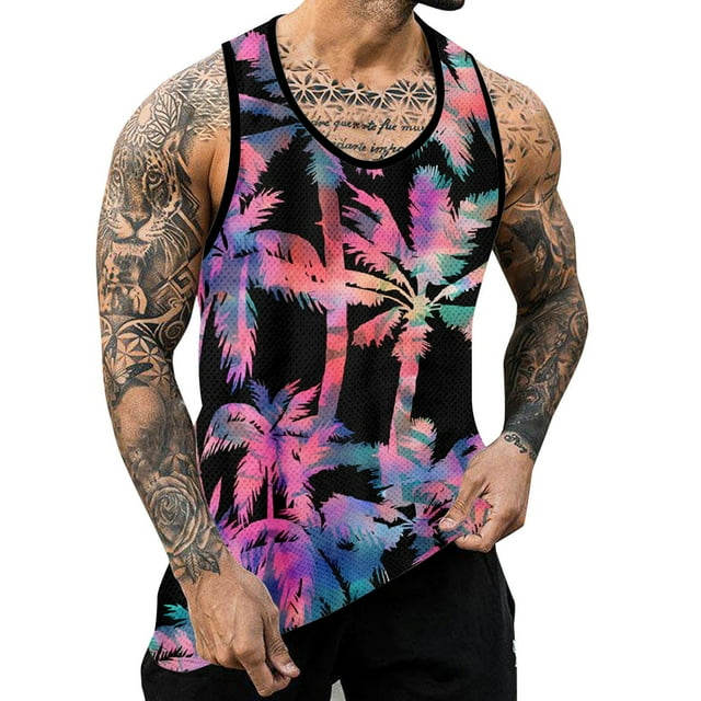 Men's Tank Tops Mesh Comfortable Printing 3D Digital Printing Casual Loose Fit Sleeveless Top for Everyday Wear
