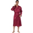 thumbnail image 1 of Bata de satén para hombre, camisón para dormir, camisón de manga larga para dormir, pijama, vestido, albornoz rojo XXL, 1 of 4