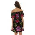 thumbnail image 3 of Riviera Sun Rayon Crepe Printed Short Dress for Women (Small, Black - Purple Floral), 3 of 3