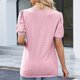 thumbnail image 2 of Camiseta de manga corta para mujer,Blusa ahuecada de manga corta abombada para mujer Camisa de color puro para mujer Estándares líderes en la industria, 2 of 8