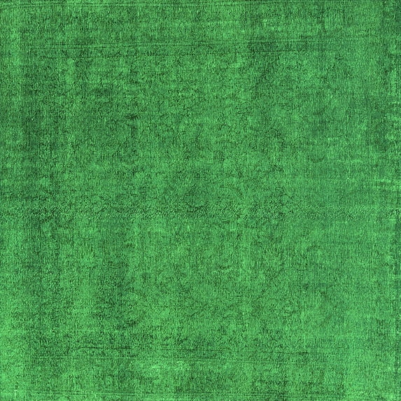 Ahgly Company Indoor Square Oriental Green Industrial Area Rugs, 8' Square