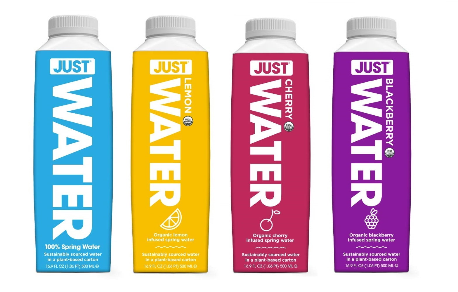 JUST Water Variety Pack Spring Water Infused with Organic Fruit EcoFriendly Boxed Bottled