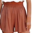 thumbnail image 2 of Gibobby Short Deportivo Pantalones cortos elásticos con volantes 2022 en la cintura, pantalones cortos informales altos de verano para mujer, pantalones cortos de Yoga(Marrón, L), 2 of 5