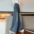 thumbnail image 2 of Shadoumai Stylish Girls Straight Leg Pants With Embroidered Design Fashion Wide Leg Trousers For Big Kids And Tweens Comfortable Casual Long Pants, 2 of 8