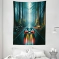 thumbnail image 2 of Ambesonne Sci-Fi Tapestry Wall Hanging, Retro Car into the Woods, 60"x80", Slate Blue Multicolor, 2 of 3