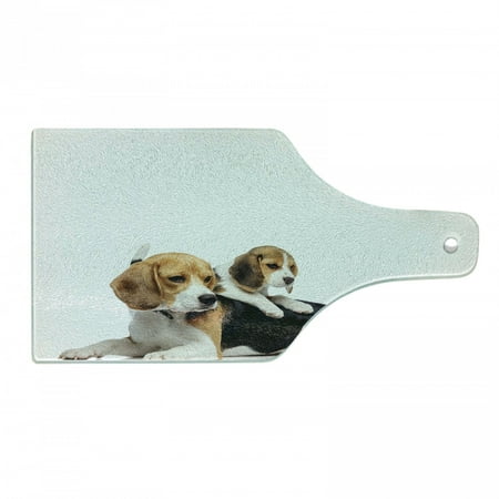 

Beagle Cutting Board Family with Mother and Puppy Domestic Fur Animal Photography Decorative Tempered Glass Cutting and Serving Board Wine Bottle Shape Pale Caramel White Black by Ambesonne