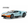 thumbnail image 2 of Diecast Car w/LED Display Case - 2019 Ford GT Heritage Edition, Light Blue with Orange Stripes - Greenlight 86158 - 1/43 scale Diecast Model Toy Car, 2 of 3