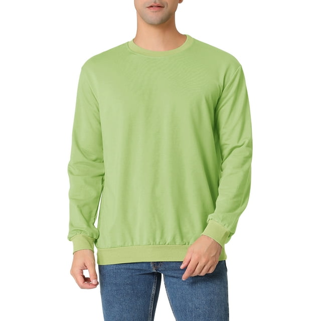 INSPIRE CHIC Chandail en Molleton Décontracté à Manches Longues pour Hommes Couleur Unie Col Rond Basique L Vert