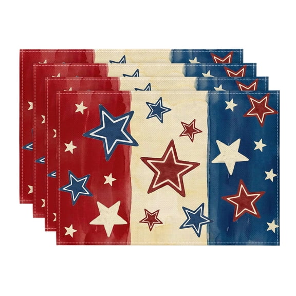 Sm:)e American Flag Stars 4th of July Placemats Set of 4 12x18 Inch
