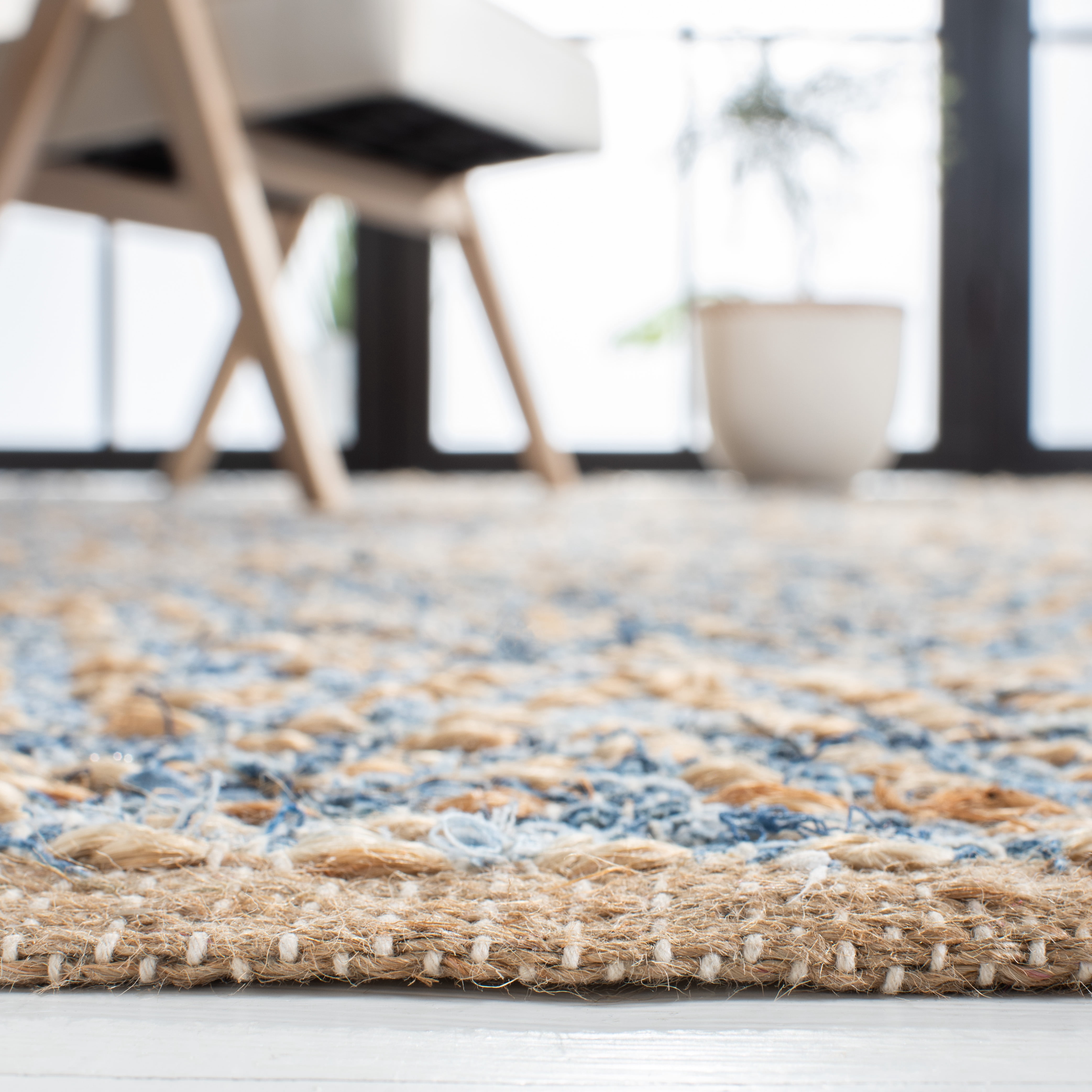 SAFAVIEH Cape Cod Leo Geometric Area Rug, Natural/Blue, 11' x 15'