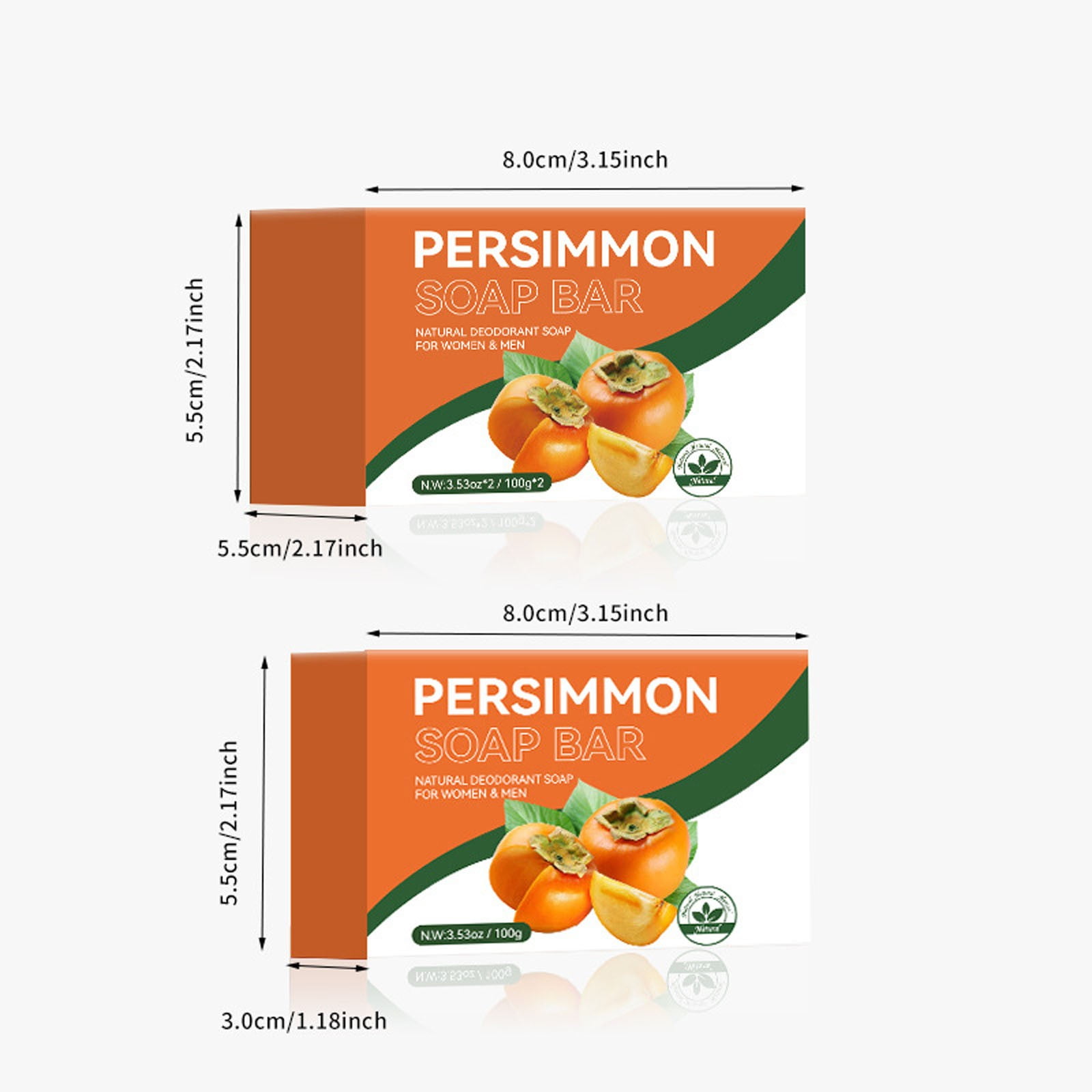 Persimmon Soap Bar for Body Odor Control, Remove Body Odor, Organic Eliminating Body Odor Wash Soap for Women & Men, Persimmon Body Wash Soap for Women & Men 100g