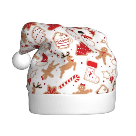 Salouo Gingerbread Holiday Sweets for Adult Christmas Hat Xmas Holiday Hat Santa Hat for Women & Men Festive Headwear Accessories Fit for Christmas/ New Year/Holiday/Party,1PC