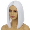 thumbnail image 3 of RightOn White Short Wigs Straight Bob Hair Wigs for Women Middle Part Synthetic Cosplay Wigs Daily Party Use, 3 of 6