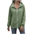 thumbnail image 6 of Jackets for Women Baeitkot Women's Solid Color Winter Fashion Hooded Drawstring Sports Waterproof Raincoat Windbreaker Long Sleeve Jacket, 6 of 9
