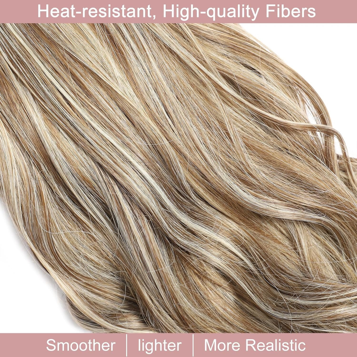 Half Wig Long Wavy highlights Wig 3/4 Full  24 Inches Curly Half Wigs Clips in  Synthetic Hair Extensions Hairpieces for Women Quick Weave Self Styled in 60 Seconds Half Wigs