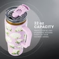 thumbnail image 5 of Thyme & Table 32oz Stainless Steel Luna Tumbler with Handle and Dual Straw Lid, White Hydrangeas, 5 of 8