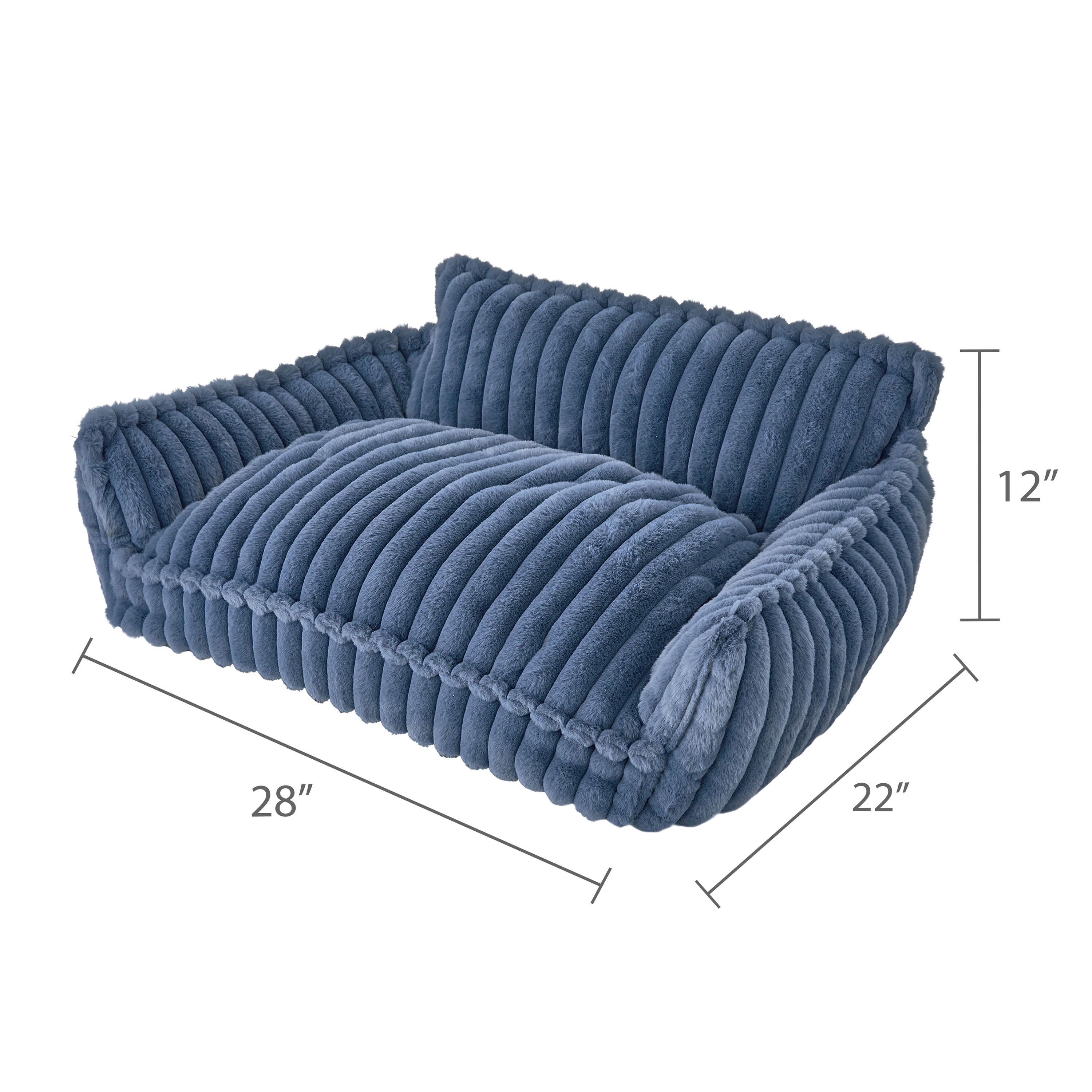 Vibrant Life Medium Plush Cord Sofa Style Dog Bed, Blue, 22" x 28"