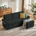 thumbnail image 4 of Soscana Sectional Sofa with Reversible Storage Chaise,Sleeper Sofa Couch Pull Out Bed 2 in 1,3 Seat L Shaped Sectionals with Side Pockets for Living Room Apartment Office Studio,Black, 4 of 7