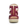thumbnail image 5 of BLISSFUL STEP Women's Shoes Faux Suede Platform Wedge Espadrilles Slingback Open Toe Front Zipper Sandals Burgundy 8.5, 5 of 5