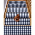 thumbnail image 2 of Stair Treads for Wooden Steps, Navy Blue Check Peel and Stick Stair Treads with Reusable Adhesive, Farmhouse Buffalo Plaid Blue Non Slip Indoor Stairs Runner Rugs Mats for Elders Dogs 8"x30" 7PCS, 2 of 7