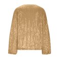 thumbnail image 5 of Laqbezok Dazzling Sequin V Neck Balloon Sleeve Top, Women's Shimmering Evening Party Blouse, Glamorous Sparkly Holiday Outfit, 5 of 8
