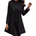thumbnail image 2 of Women Woolen Jacket - Turn-down Collar Solid Color Single-breasted Coat Slim Fit Thermal Long Sleeved Commuting Dating Spring Fall Winter Overcoat, 2 of 8