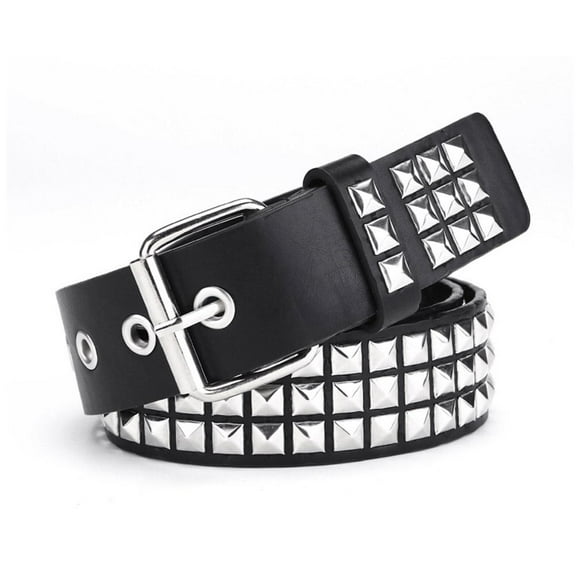 Punk Studded Belt For Men and Women, Rivet Gothic Belt with Bright Pyramid PU Studs, Leather Belt Adjustable For Jeans, Rock