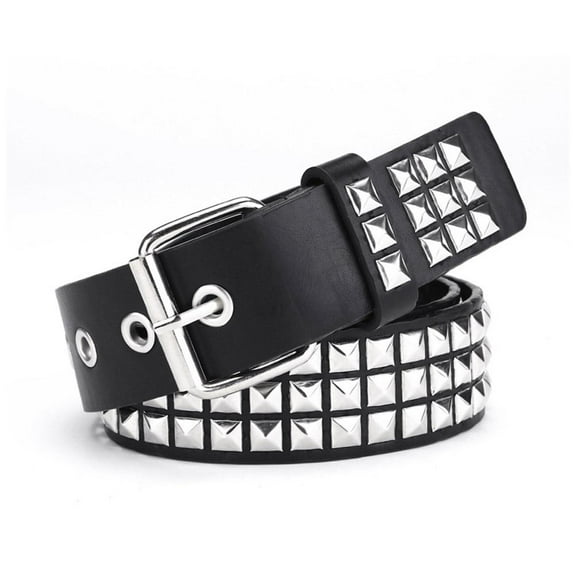 Punk Studded Belt For Men and Women, Rivet Gothic Belt with Bright Pyramid Leather PU Adjustable Belt Rock For Jeans, Studs,
