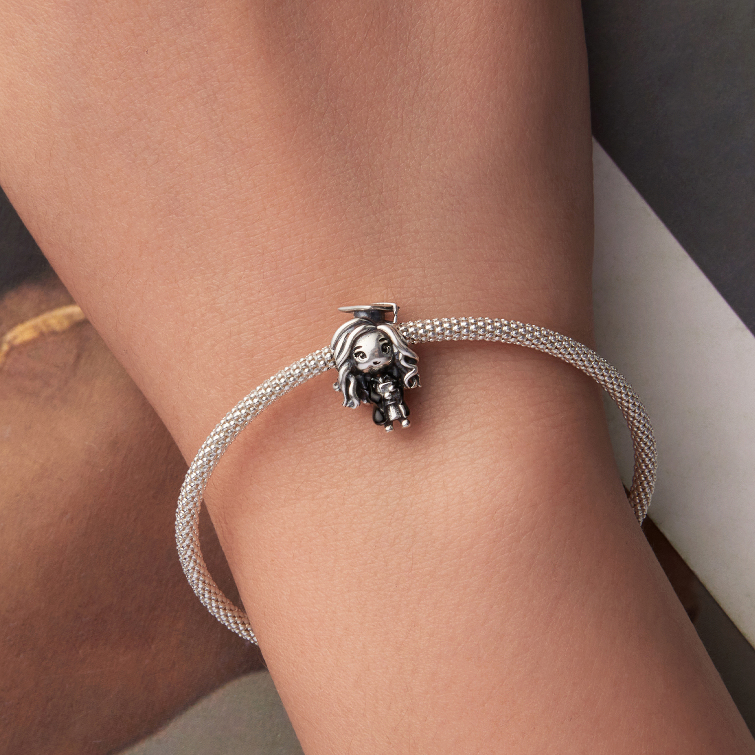 Graduation Charm 925 Sterling Silver Charm , Gift Box Packaging