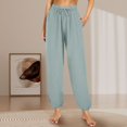 thumbnail image 2 of JJHGVB Thin Pajama Pants for Women Beach Capris for Women Cotton Sleep Shorts Women Pants Casual Ladies Pants Casual Woman Pajama Pants Lightweight Pants Women Green L, 2 of 7