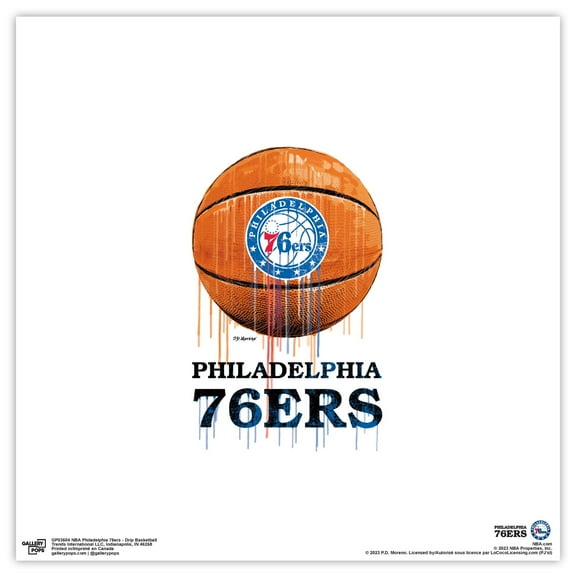 Gallery Pops NBA Philadelphia 76ers - Drip Basketball Wall Art, Unframed Version, 12" x 12"