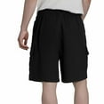 thumbnail image 4 of Kvture Men's Corduroy Cargo Shorts Elastic Waist Drawstring Workout Straigh Leg Pants Summer Shorts with Pockets Black XXL, 4 of 7