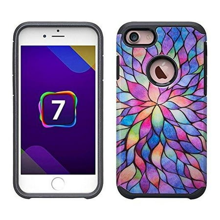 IPhone 7 Case, Apple iPhone 7 [Shock Absorption/Impact Resistant] Hybrid Dual Layer Armor Defender Protective Case Cover for iPhone 7, Rainbow