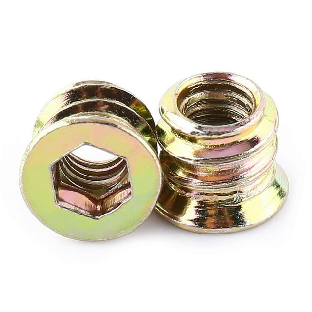 Zinc Plated Carbon Steel Furniture Hex Drive Nut Wood Insert Nuts (M6*10mm)