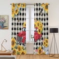 thumbnail image 2 of Kitchen Curtains 84 Inch Length 2 Panels, Spring Sunflowers Grommets Window Treatment Curtain, Car Farm Plaid Country Retro Art Thermal Curtains Drapes for Living Room/Bathroom, 2 of 9