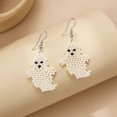 thumbnail image 4 of 3 pares de pendientes de borla de la serie Halloween para mujer, pendientes largos hechos a mano con cuentas de arroz, pendientes de calavera fantasma, pendientes de tuerca JAMW Sencillez, 4 of 5