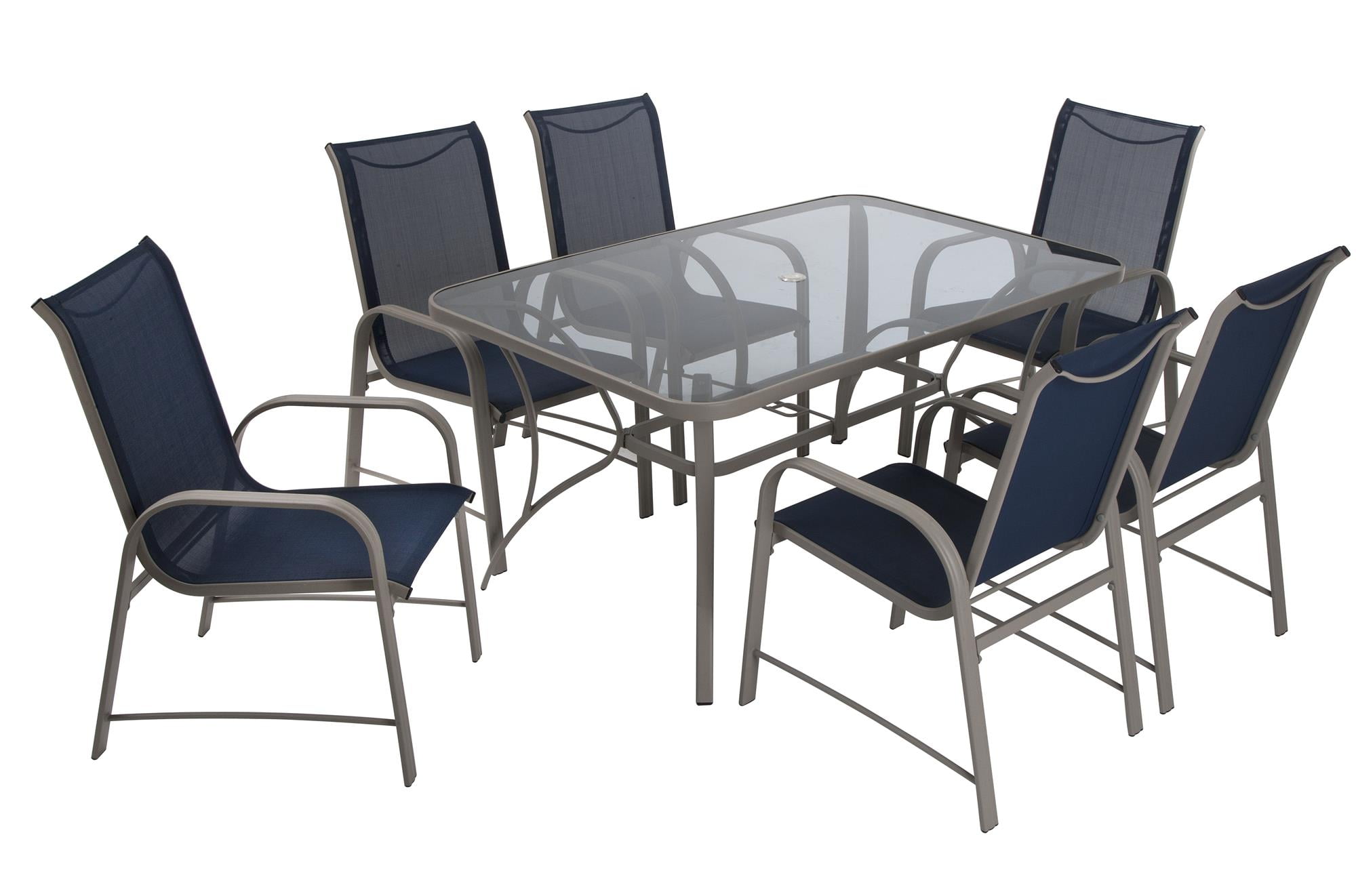 COSCO Outdoor Living 7 Piece Paloma Patio Tempered Glass Table Top Dining Set - Walmart.com