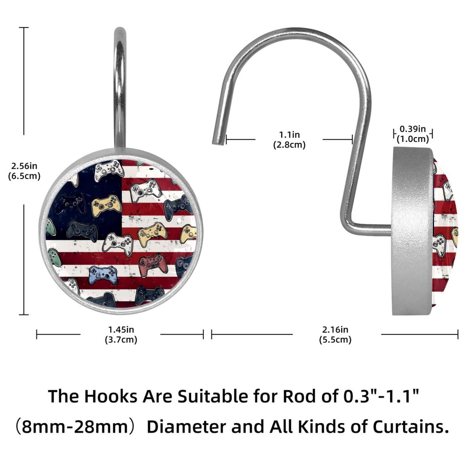 HemaKayy 12 Pcs Shower Curtain Hooks Bathroom Decorative Accessories Video Game Controller