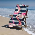 thumbnail image 4 of PHYHOO Flamingo Beach Towel Microfiber Pool Oversized Bath Towel for Girls Quick Dry and Sand Free Extra Large for Adults Travel and Swimming Black and White Stripes 30x60in, 4 of 8