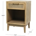 thumbnail image 4 of DecMode 18" x 26" Light Brown Wood 1 Drawer and 1 Cubby Shelf Accent Table with Beige Rattan Drawer and Gold Handle, 1-Piece, 4 of 14