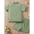 thumbnail image 5 of Hotiary 1-5T Toddler Baby Boys 2 Pieces Cotton Linen Set Short Sleeve Button Down Shirt and Shorts Set Summer Outfits, 5 of 8